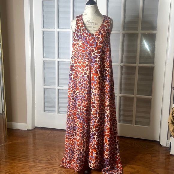 H & M MAXI Dress GIRAFFE MULTICOLOR SIZE 8 - Picture 1 of 7